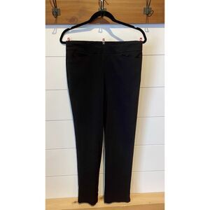 Chico's Black Stretch Pull On Dress Pants Flat Front Slimming Women's 5/6